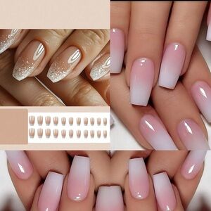 4 full sets Nail pack BUNDLE of 3 24pcs Ballet-Shaped plus 1 nail art